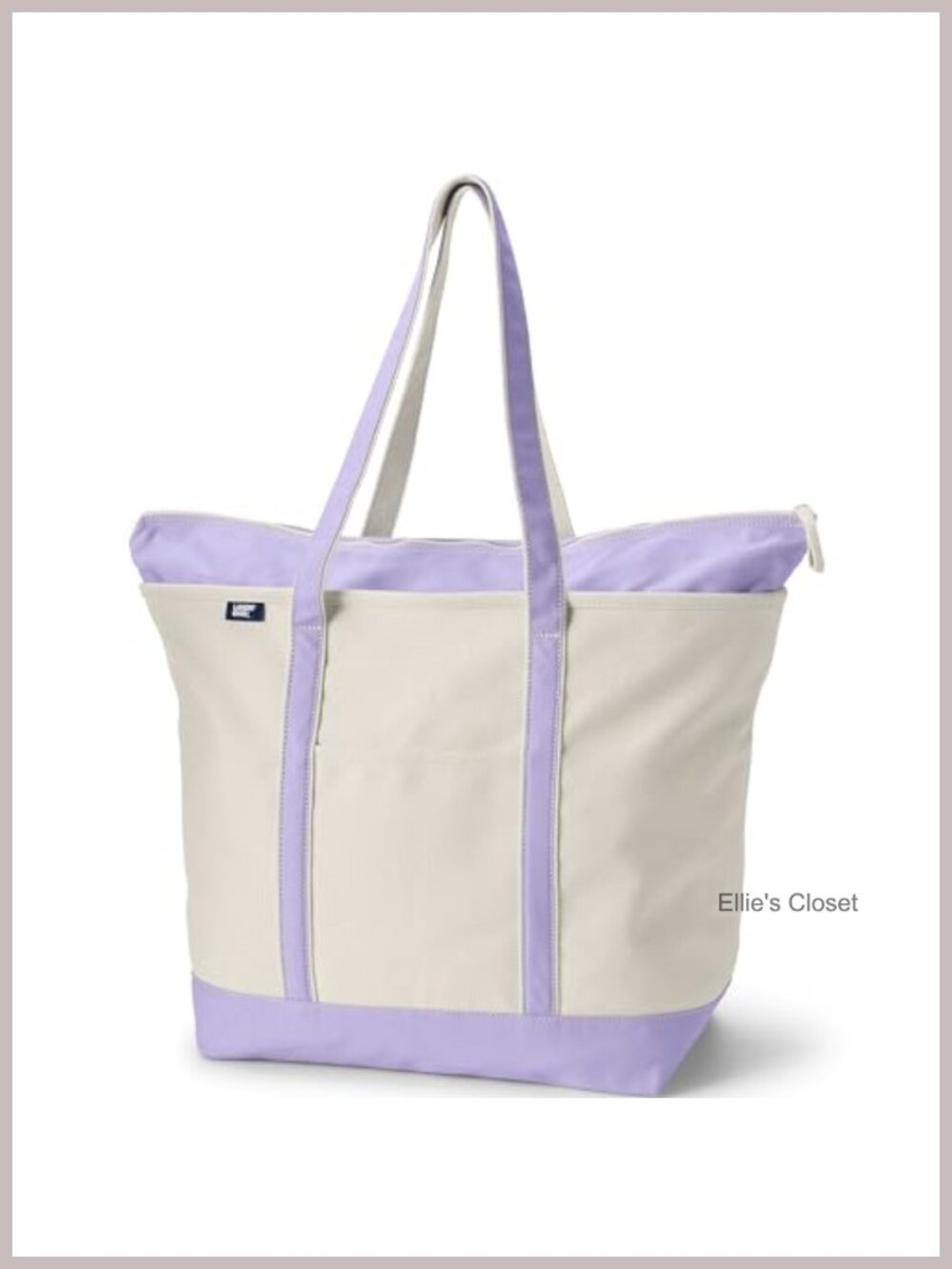Large Cotton Canvas Zip Top Tote with Pockets